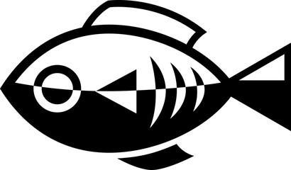 Abstract decorative, stylized fish illustration.