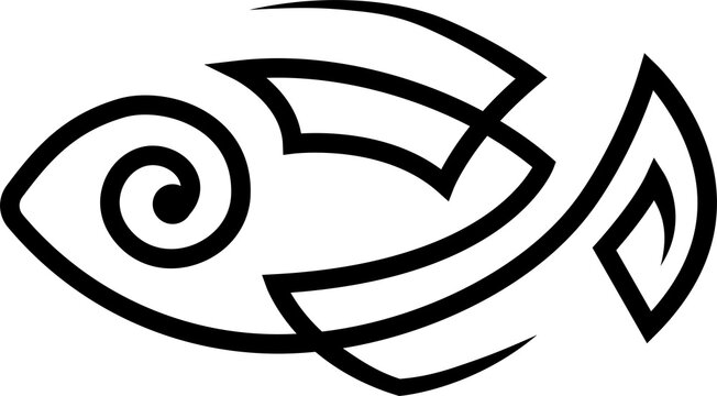 recommend clip art: Abstract decorative, stylized fish illustration.