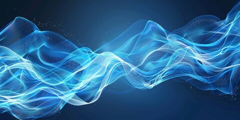 Obraz premium A dynamic backdrop of blue digital waves, creating a frame around a clear, blank center suitable for advertising messages