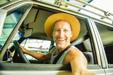 Portrait of a handsome truck driver in Costa Rica