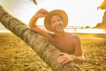 nice man having great time on beach