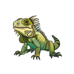 Obraz premium A Charming Cartoon Portrayal Of An Iguana, Cartoon Illustration