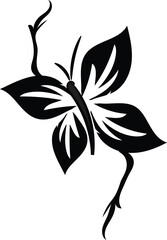 A drawing of a leaf with flowers on it