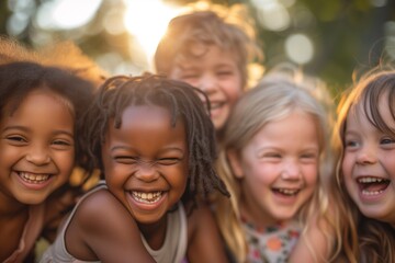 Joyful Children Laughing Together Outdoors