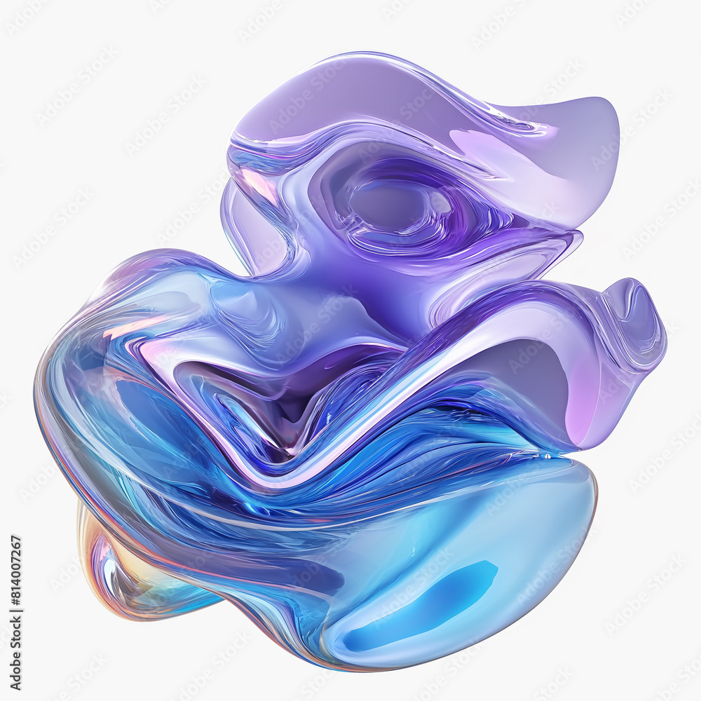 Poster fluid round 3d shape of liquid splash of holographic glass in motion. iridescent liquid sphere.