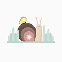 Smile snail with butterfly. Vector