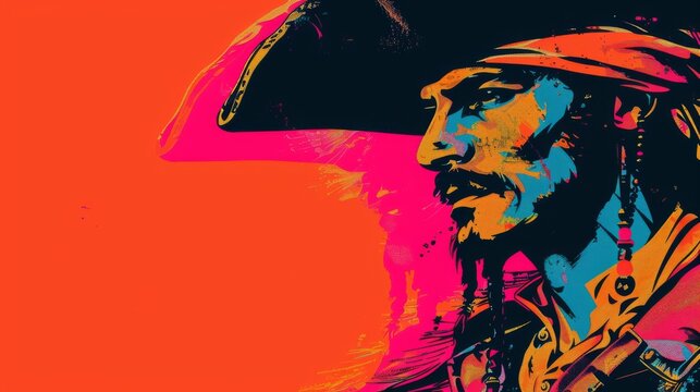 A cool pirate character illustration background with empty space