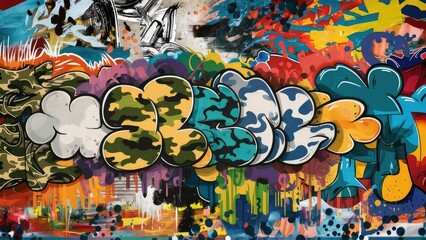 Graffiti pop art background on the wall abstract vector colorfull pattern wallpaper