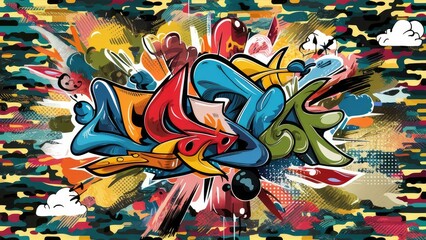 Graffiti pop art background on the wall abstract vector colorfull pattern wallpaper