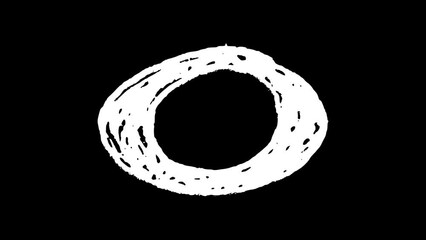 White wiggly hand drawn semibreve music note icon doodle animation    