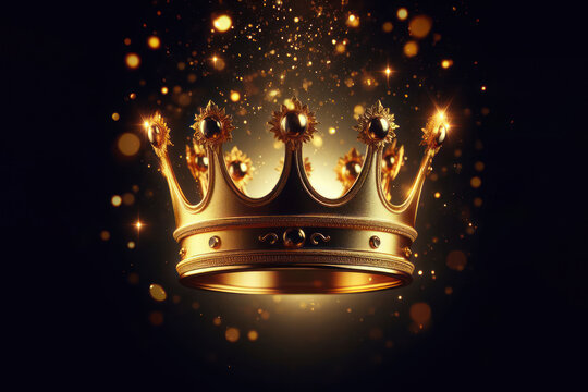 Gold Crown isolated on black background