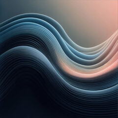 Generative AI 3D wavy wave gradient image illustration, realistic 3D Gradient Wave, 3d gradient wave outline, With smoothly flowing colour gradations, cool wavy line art with minimalist style