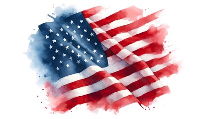 Watercolor Flag of USA