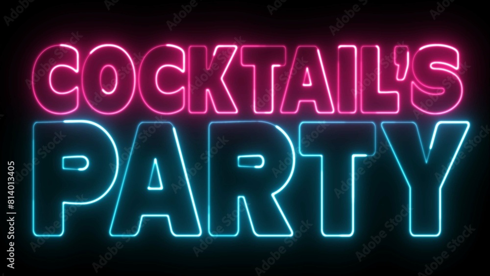 Aufkleber cocktail's party text font with light. luminous and shimmering haze inside the letters of the text c