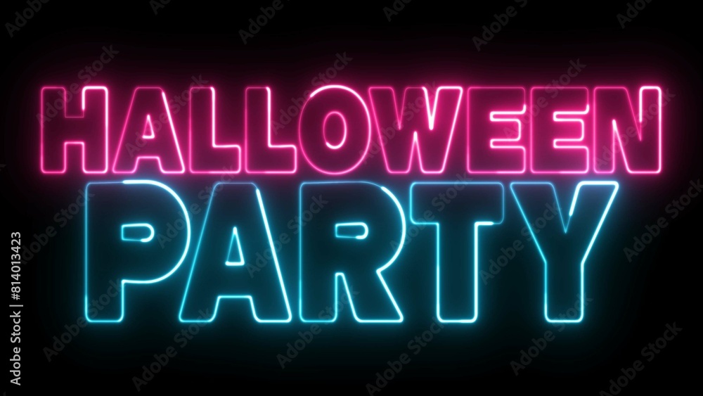 Poster halloween party text font with light. luminous and shimmering haze inside the letters of the text ha