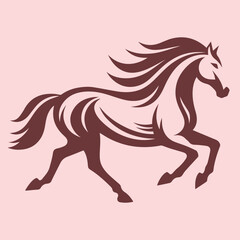 Running horse logo in minimalist silhouette style