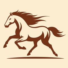 Running horse logo in minimalist silhouette style