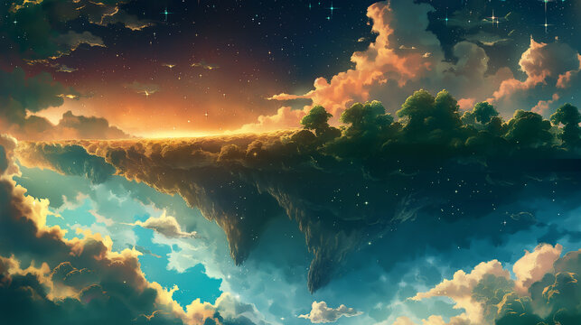 The image is a beautiful landscape of aYi Xing De Xing Qiu with a blue sky, white clouds, and a bright shining sun.