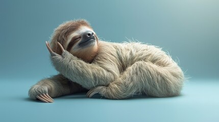 Obraz premium Smiling sloth lying down with a relaxed pose