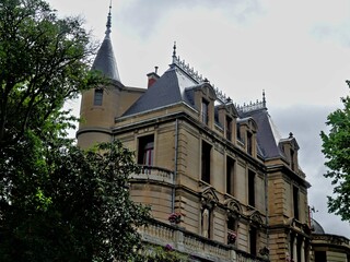 Béziers, May 2024: Visit the magnificent city of Béziers in Occitanie. 
Street photos - View of the colorful houses