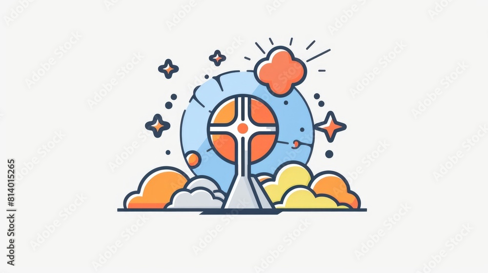 Poster a clock tower standing tall in a sky filled with clouds. suitable for various projects