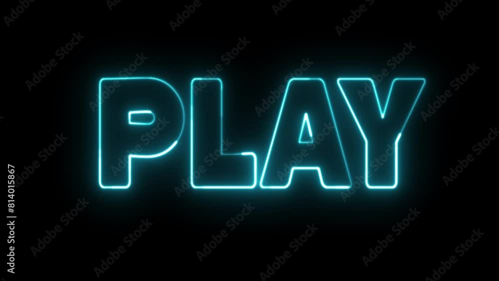 Poster play text font with neon light. luminous and shimmering haze inside the letters of the text play. pl