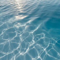 Blue sea water surface. Reflection of sunlight on the water surface. Abstract background for design.