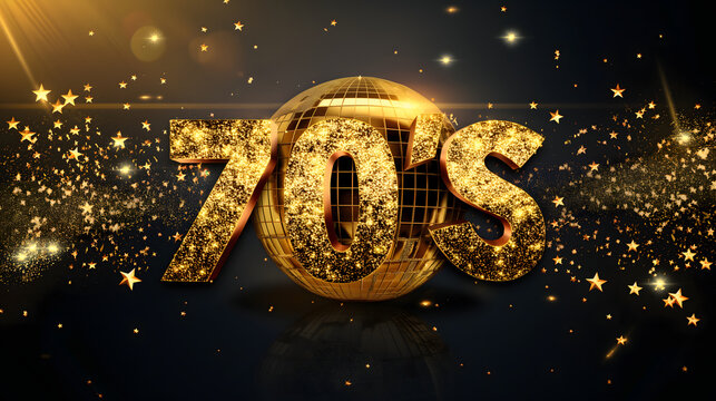 70's theme banner in golden colors