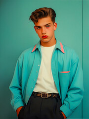 portrait of 70s young man fashion