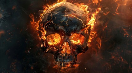 Flaming Skull at Twilight
