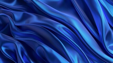 Fototapeta premium 3D shining blue wave silk background with luxury relaxing glowing curves