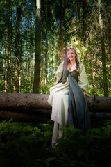 Beautiful seductive dryad. Pagan spirit of the forest. Portrait of beautiful dryad. Fairy who loves...
