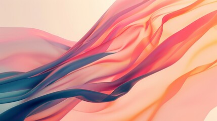 Naklejka premium 3D peach green gradient silk satin dessert style fashion luxury relaxing abstract background with curves for web advertising business technology