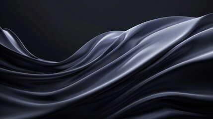 Fototapeta premium 3D black minimalism fashion luxury wavy curve abstract background for business and technology and male skin care and copy space left