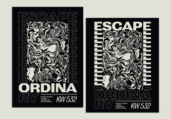 Brutalism Style Poster Layout with Stacked Type Design