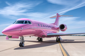 Illustration of a very high-class private jet. Unusual background. Expensive and prestigious. Luxury class.