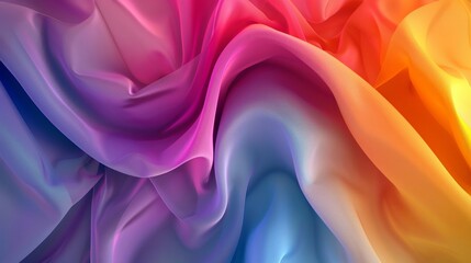 Obraz premium 3D fashion rainbow swirl luxury wave silk background for technology web advertising branding