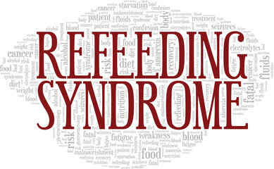 Refeeding Syndrome word cloud conceptual design isolated on white background.