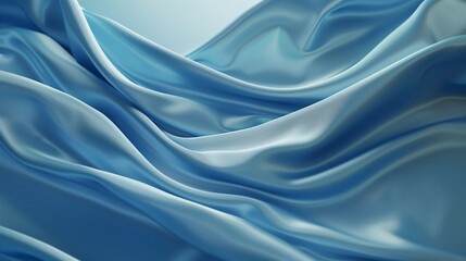 Obraz premium 3D blue silk satin glow fashion luxury soft relaxing background with flow curves for web advertising business technology