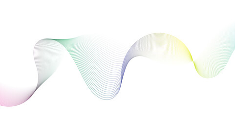 Fototapeta premium Technology abstract wave lines on white background Vector wavy lines pattern smooth curve flowing dynamic colorful gradient background. futuristic graphic energy sound waves technology concept.