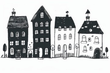 Fototapeta premium Black and white house vector sketch isolated on a white background