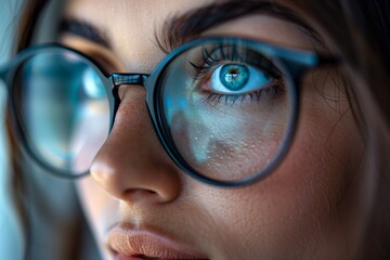 Portrait of a woman with glasses. Close-up portrait with glasses.