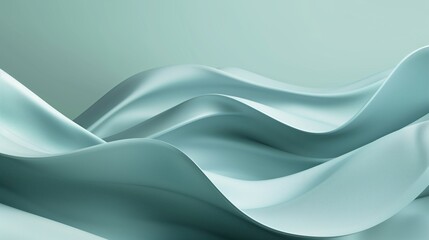 3D green curve minimalism abstract wave background with empty space