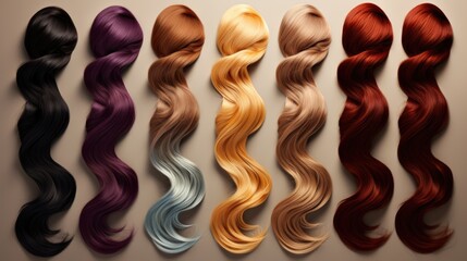 Hair color palette with range of swatches,