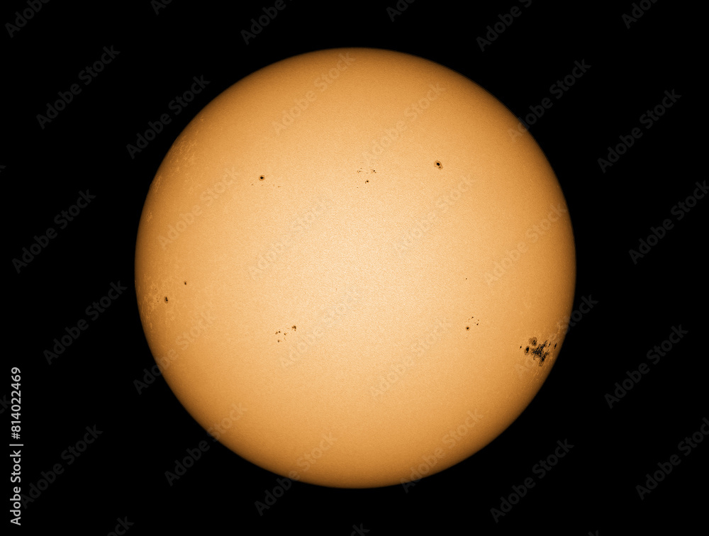 Wall mural suns surface with sunspots on 12th of may 2024 with the active sunspot region 3664