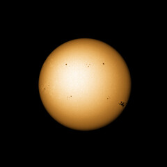 Suns surface with sunspots on 12th of May 2024 with the active sunspot region 3664 