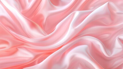 Fototapeta premium 3D pink peach romantic silk shiny fashion luxury background with gradient for web advertising technology branding Valentine's day