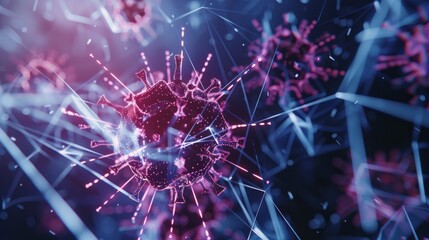Coronavirus outbreak and coronaviruses influenza. Lines, triangles, particles, low poly and wireframe designs. hyper realistic 