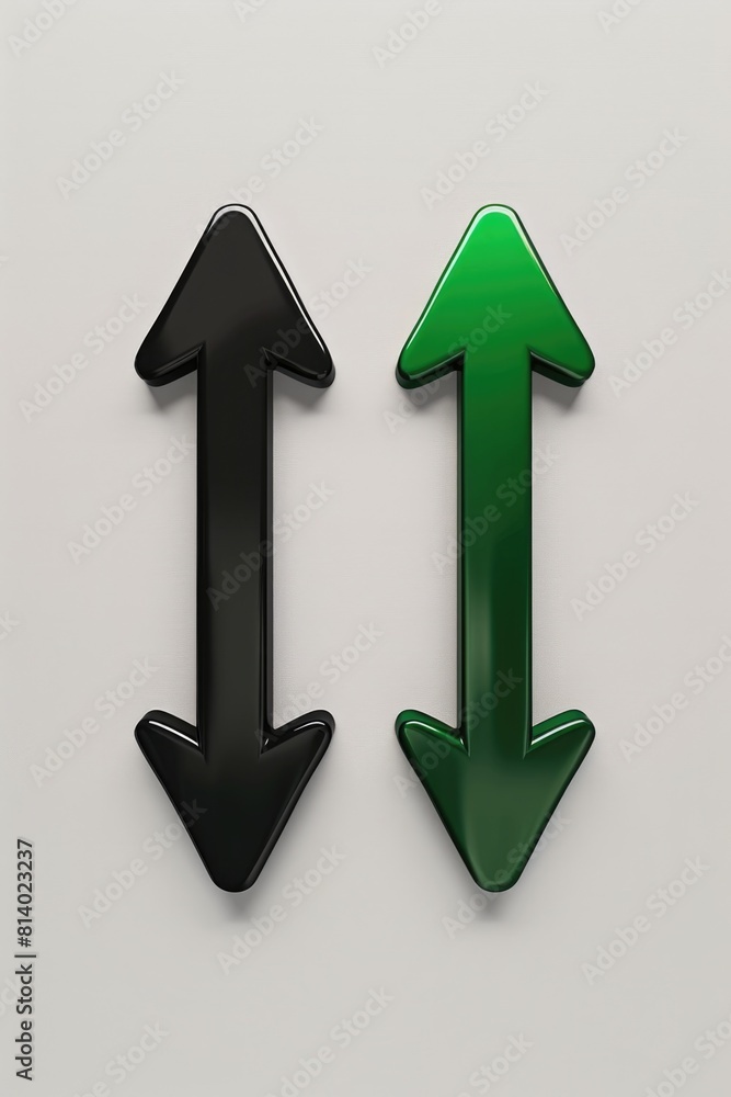 Poster black and green arrows pointing in opposite directions. suitable for business and decision-making co
