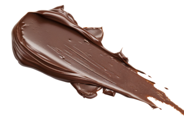 Chocolate liquid smear or stain isolated on background, pasted of chocolate cream spread.